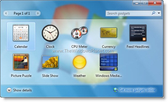 Gadget Windows 7