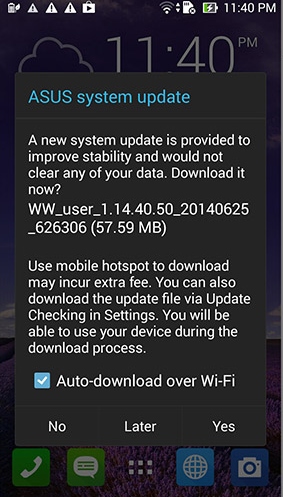 Informasi Konfirmasi Update Sistem Android Asus Zenfone 4, 5, 6