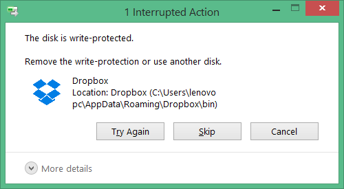 The disk is write-protected. Remove the write-protection or use another disk