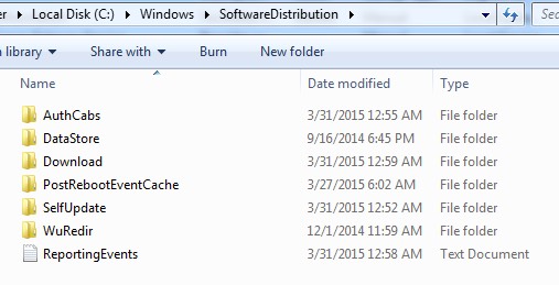 Membuka Folder SoftwareDistribution pada Windows