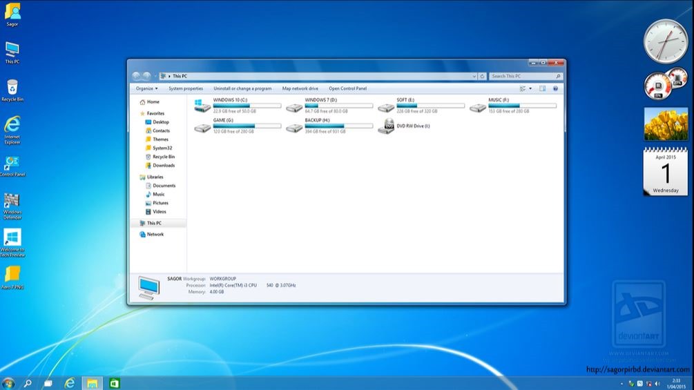 Tema Windows 7 Aero untuk Windows 10