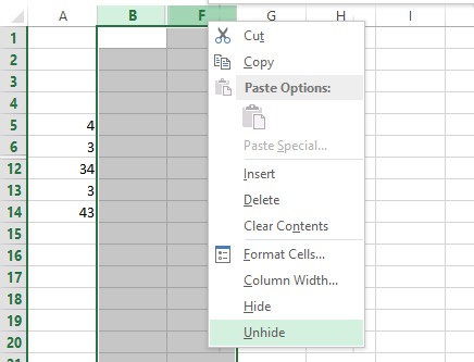 Menampilkan Kembali Kolom Maupun Baris Yang Tersembunyi Pada Excel
