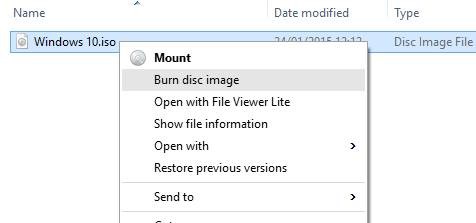 Burn Disc Image Windows 10