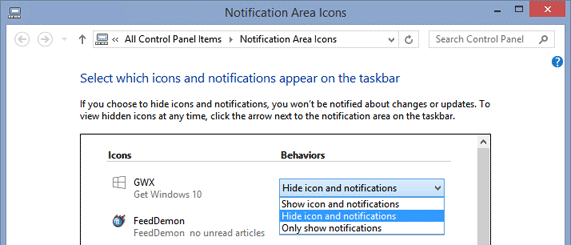 Menyembunyikan Icon Get Windows 10