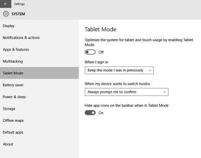 Pengaturan Tampilan Mode Tablet pada Windows 10