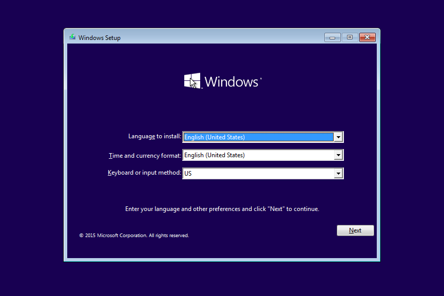 Install Windows 10