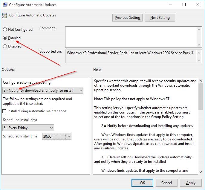 Setting Group Policy Windows 10