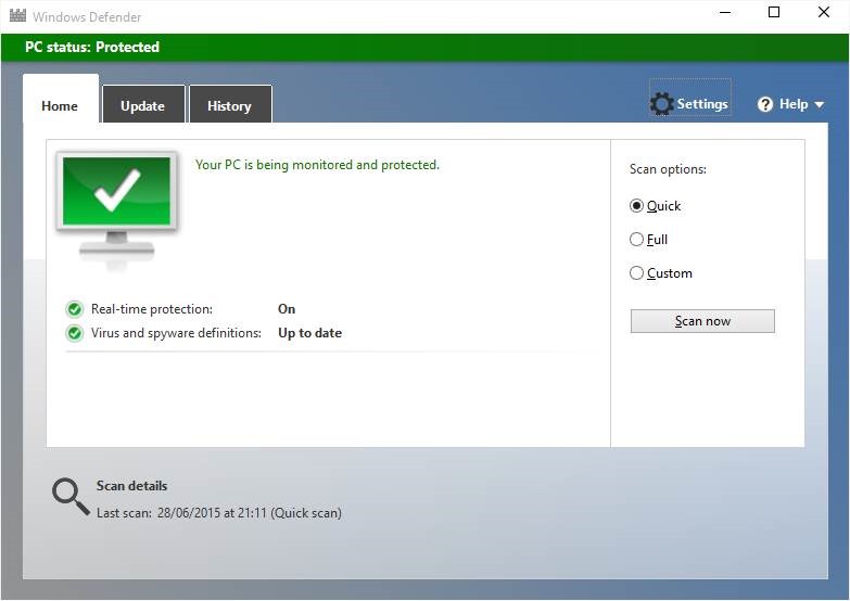 Update Windows Defender Offline - Manual di Windows 10