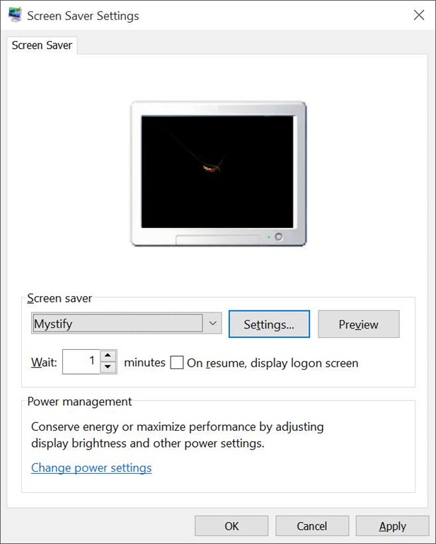 Setting Screen Saver Windows 10