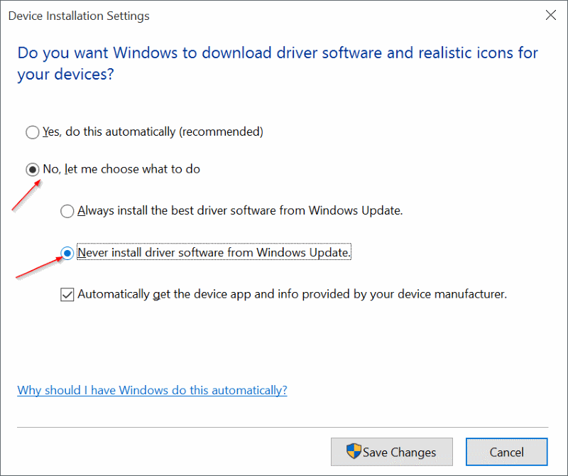 Disable Update Driver Windows 10