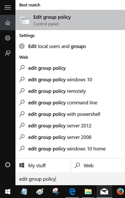 Edit Group Policy Windows 10