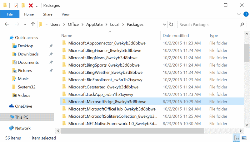 Folder Microsoft Edge