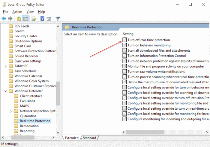 windows defender turned off by group policy vista