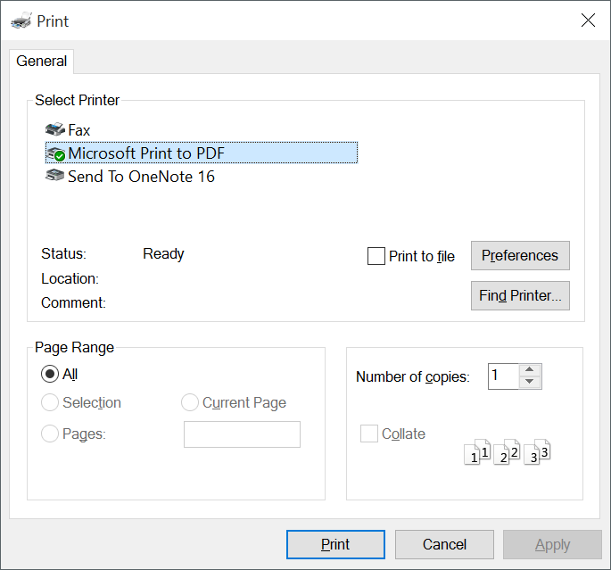 Microsoft Print to PDF