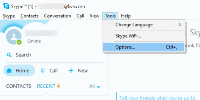 Options Skype