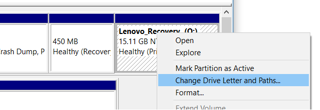 Disk Management - Change Partition Letter and Paths