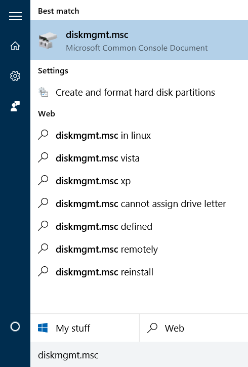 Membuka Disk Management di Windows 10