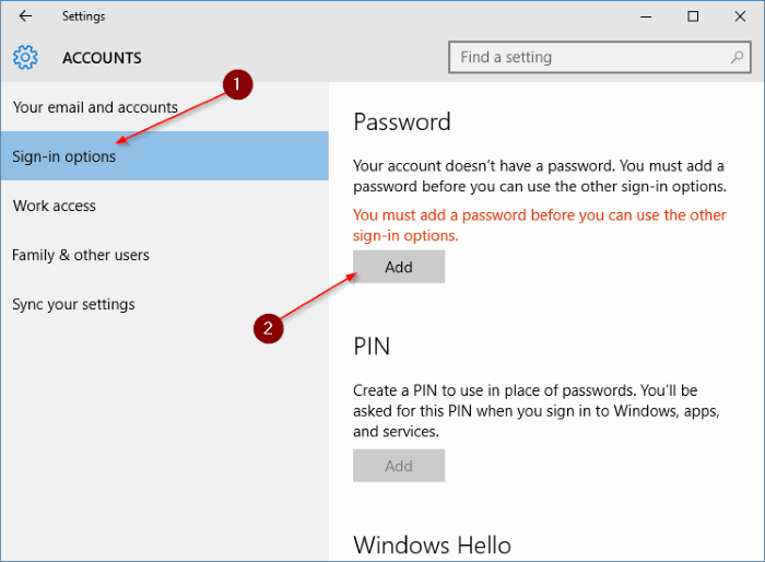 Menambahkan Password ke Windows 10