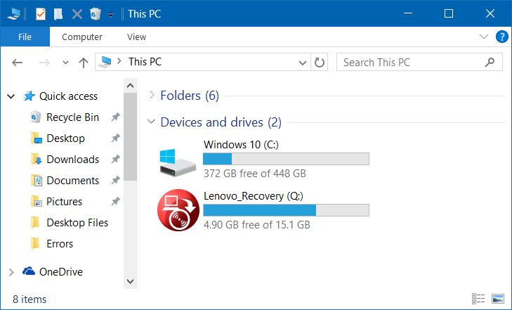 Partisi Recovery di Windows 10