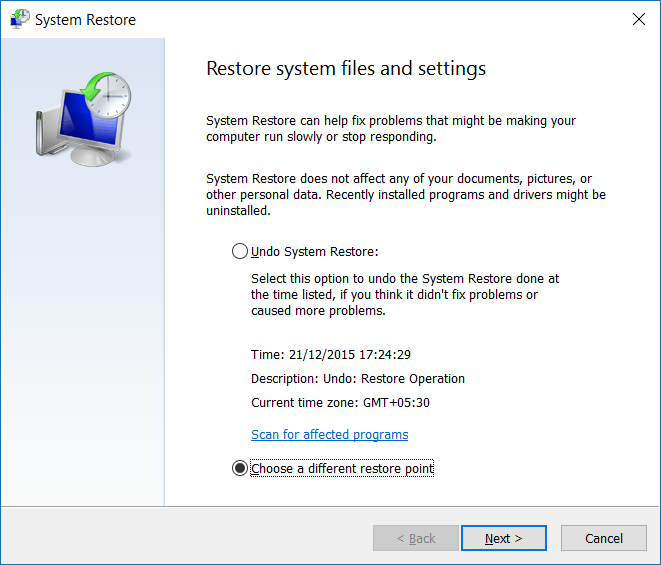 System Restore Point Wizard