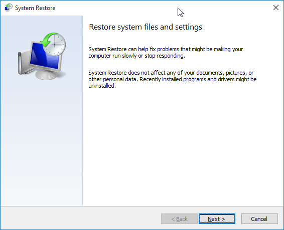 System Restore Point Wizard