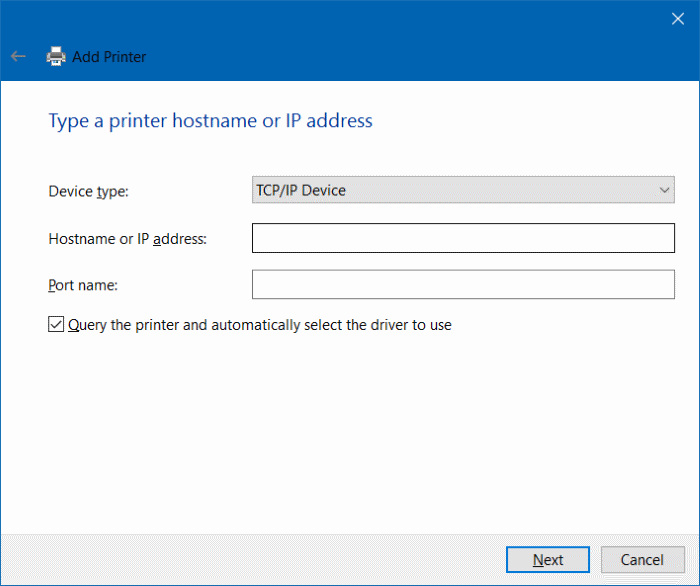 Add Printer Windows 10