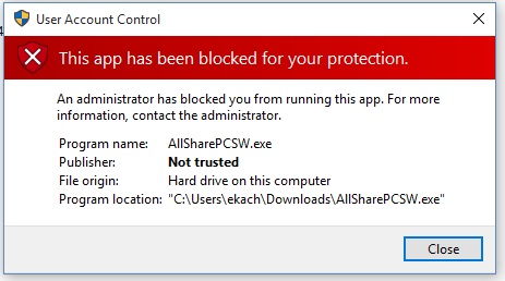 Aplikasi diblokir Windows Defender