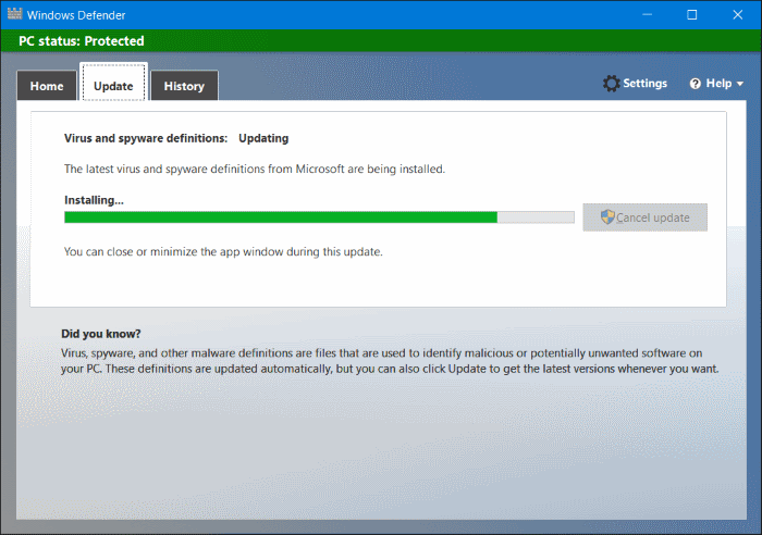 Install update offline Windows Defender