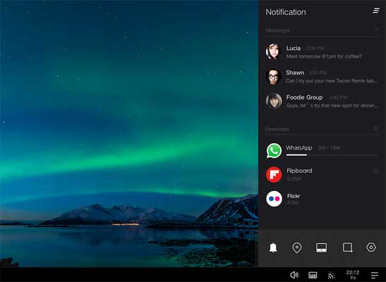 Panel Pemberitahuan Remix OS