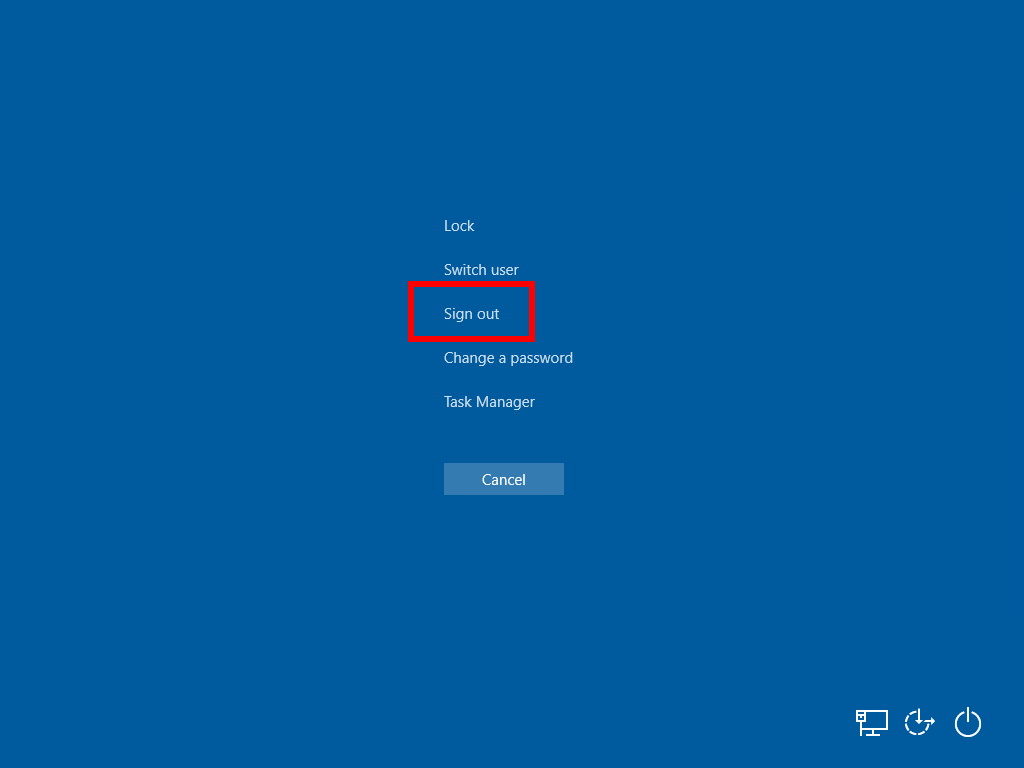Sign Out Windows 10