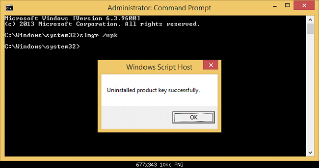 Berhasil Uninstall Product Key