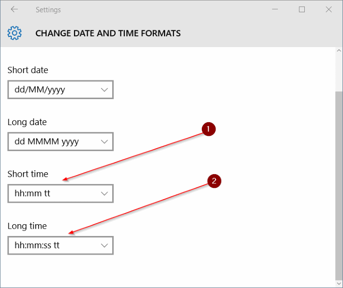 Change date and time formats