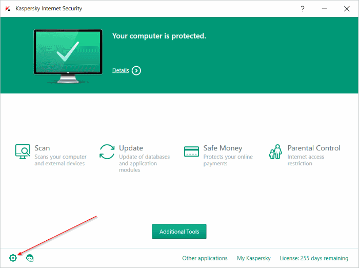 Icon Setting Kaspersky Internet Security