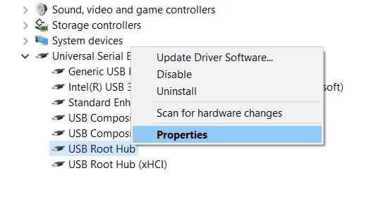 Klik Kanan USB Root Hub