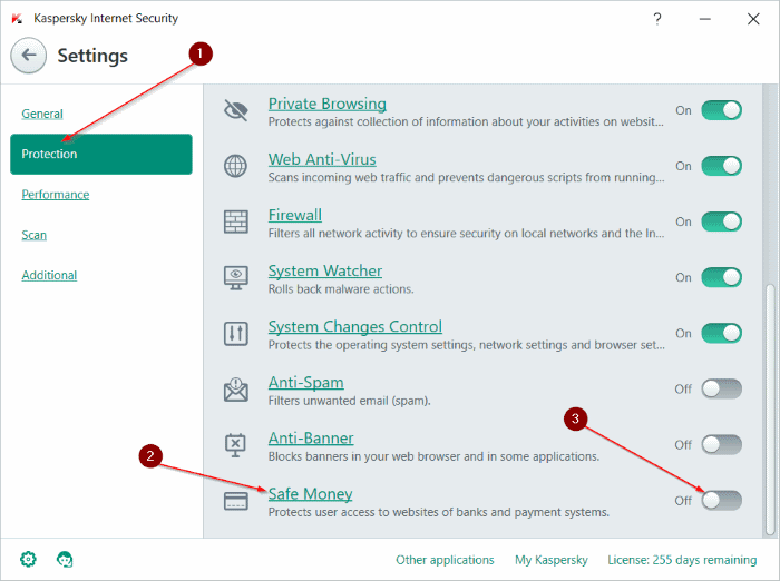 Tab Protection Kaspersky Internet Security