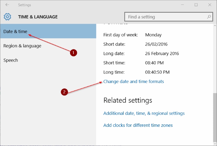 Time & Language Settings