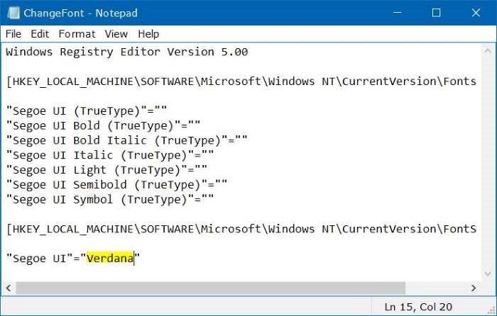 Edit registry di Notepad