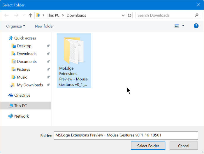 Folder Extension Microsoft Edge