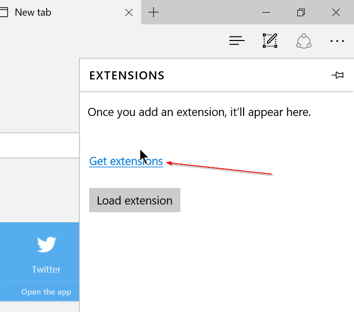 Microsoft Edge - Extensions - Get Extension