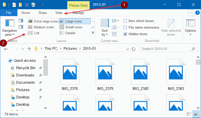 Mode tampilan File Explorer Windows 10