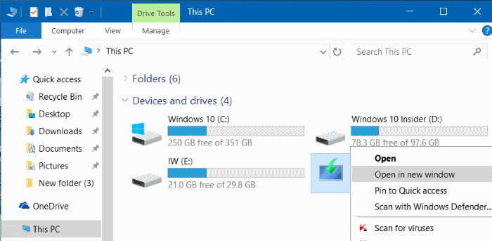 New Window File Explorer