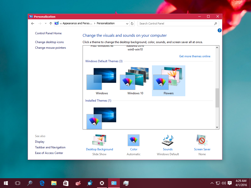 Personalization Windows 10