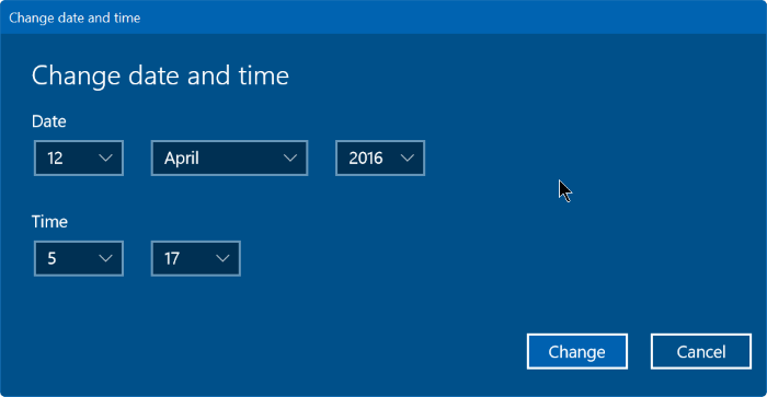 Settings - Change date and time