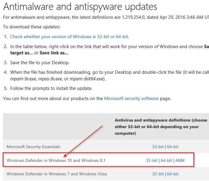 Download Update Offline Windows Defender