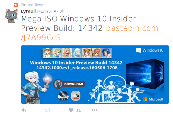 ISO Windows 10 build 14342