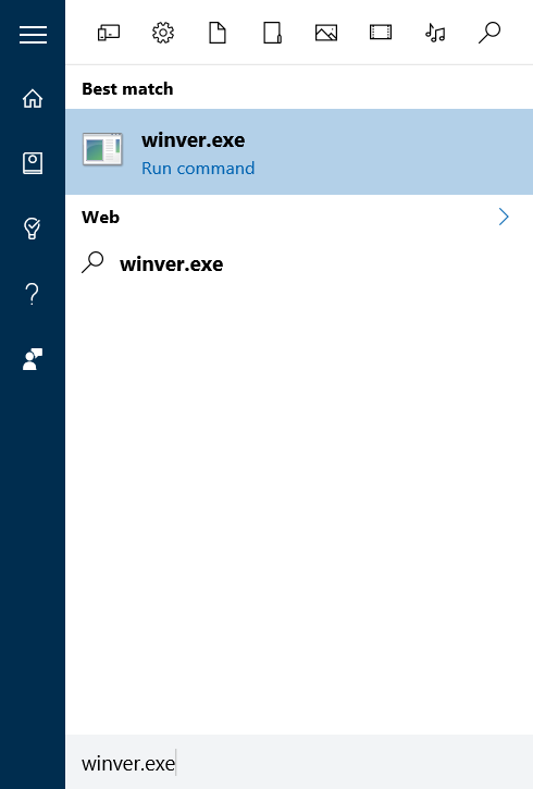 Membuka WinVer di Windows 10