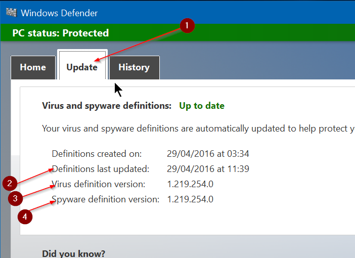 Update Windows Defender