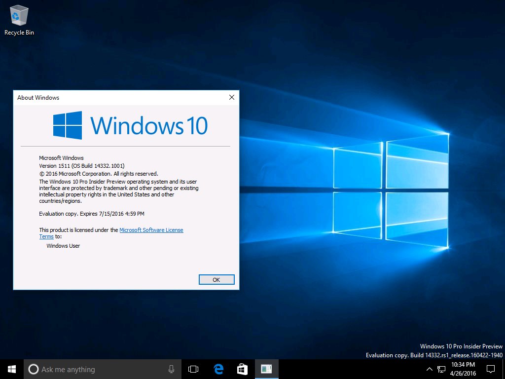 Windows 10 build 14332