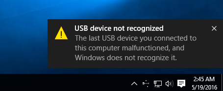 USB Device Not Recognized