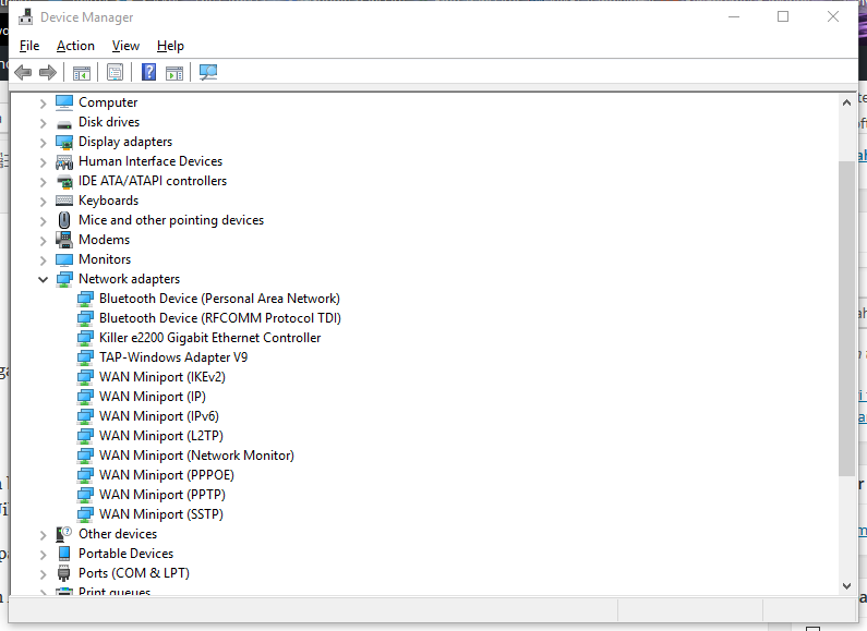 Device Manager - Network Adapters